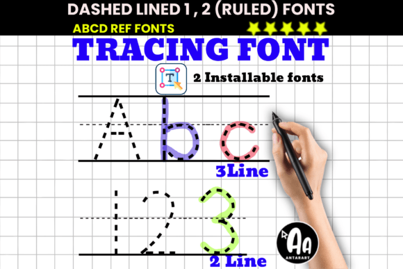 Dashed Lined Ruled Tracing: The Ultimate Handwriting Guide Font